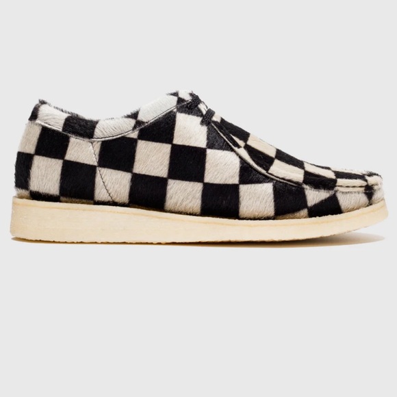 Padmore & Barnes P204M CHECKER PONY calf hair Clarks boots black white gum sole - Picture 5 of 13